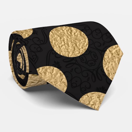 Zwarte en Gold Polka Dot Papers 10 Stropdas (Opgerold)