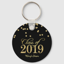 Zwarte en Gold Polka-stippen Glitter Class of 2019