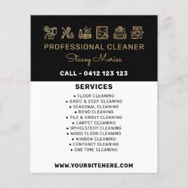 Zwarte en Gold Professional Cleaner Services Flyer
