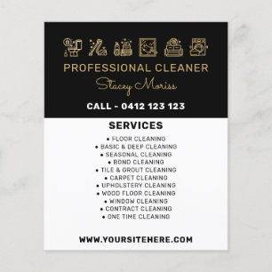 Zwarte en Gold Professional Cleaner Services Flyer
