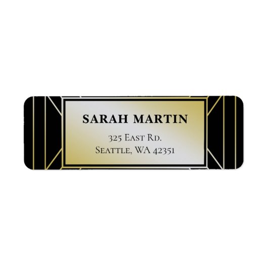 Zwarte en Gold Roaring 20s art deco Etiket (Voorkant)