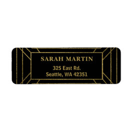 Zwarte en Gold Roaring 20s art deco Etiket