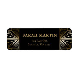 Zwarte en Gold Roaring 20s art deco Etiket