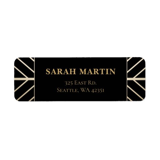 Zwarte en Gold Roaring 20s art deco Etiket (Voorkant)