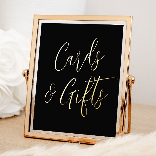 Zwarte en Gold Script Wedding-kaarten en -cadeaus Folie Afdrukken