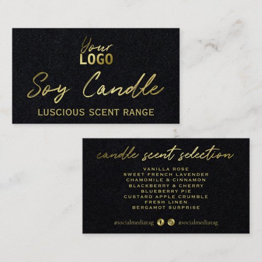 Zwarte en Gold Soy-kaartenkaartje Visitekaartje (Voorkant / Achterkant)