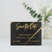 Zwarte en Gold Streaks Sla de datum op Briefkaart (Staand voorkant)