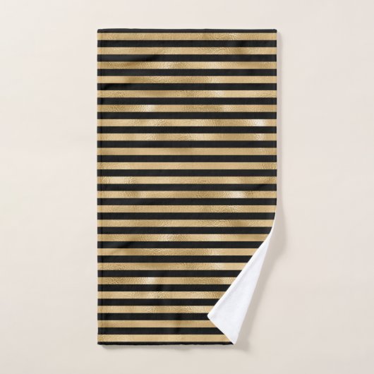 Zwarte en Gold Striped Bathroom Towel Set Bad Handdoek (Handdoek)