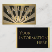 Zwarte en Gold Sun Rays Barber Shop Card op Visitekaartje (Voorkant / Achterkant)