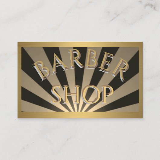 Zwarte en Gold Sun Rays Barber Shop Card op Visitekaartje (Voorkant)