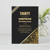 Zwarte en Gold Surprise, 30e geboortedag Kaart (Staand voorkant)