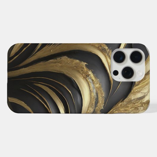 Zwarte en Gold-telefoontas iPhone Hoesje (Achterkant horizontaal)