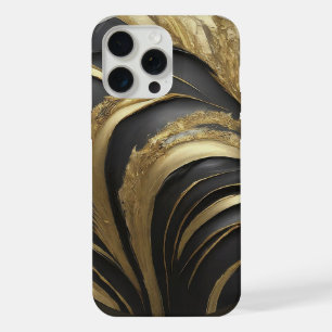 Zwarte en Gold-telefoontas iPhone 15 Pro Max Case