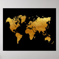Zwarte en Gold-Wereldkaart