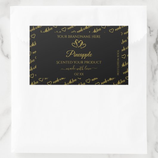 Zwarte en Gold Word Cloud Product Labels harten (Tas)