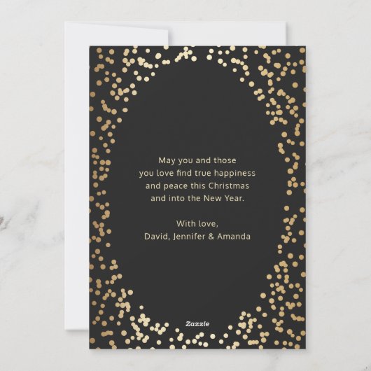 Zwarte en Gold Wreatfoto-kerstkaarten Feestdagenkaart (Achterkant)