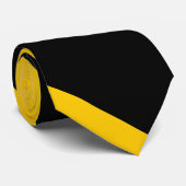 Zwarte en Golden Gele Broad University Stripe Stropdas (Opgerold)