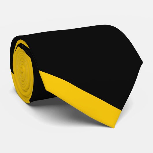 Zwarte en Golden Gele Broad University Stripe Stropdas (Opgerold)