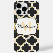 Zwarte en Golden Moroccan Quatrefoil Case-Mate iPhone Case (Achterkant)