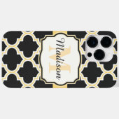 Zwarte en Golden Moroccan Quatrefoil Case-Mate iPhone Case (Achterkant (horizontaal))
