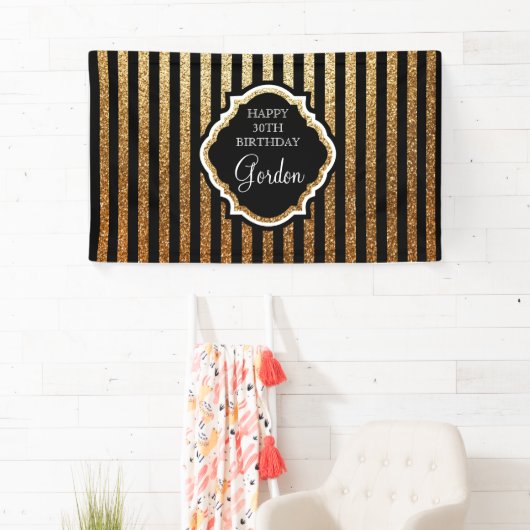 Zwarte en goudbanner spandoek (Insitu)