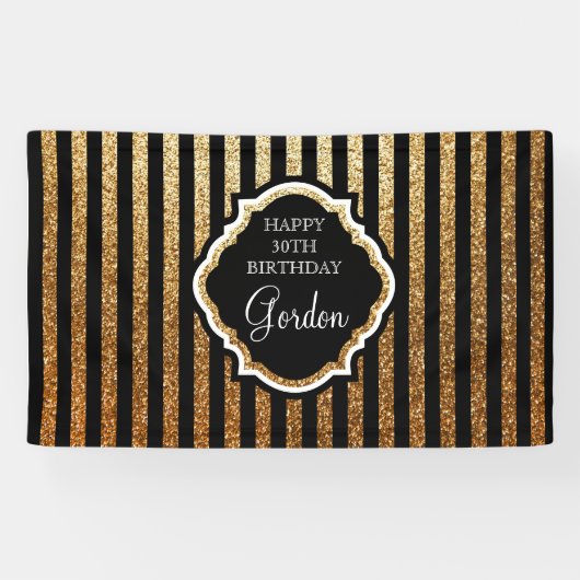 Zwarte en goudbanner spandoek (Horizontaal)