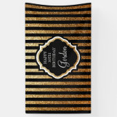 Zwarte en goudbanner spandoek (Verticaal)