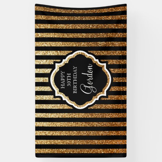 Zwarte en goudbanner spandoek (Verticaal)