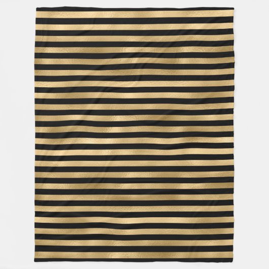 Zwarte en goudbevroren strepen fleece deken (Voorkant)