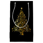 Zwarte en goudblauwe kerstboom klein cadeauzakje (Voorkant)