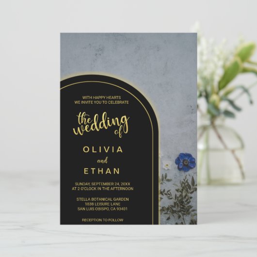 Zwarte en goudblauwe roos Weddenschap Kaart (Staand voorkant)