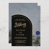 Zwarte en goudblauwe roos Weddenschap Kaart (Voorkant / Achterkant)