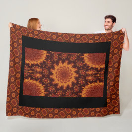 Zwarte en goudbloemen 10 fleece deken