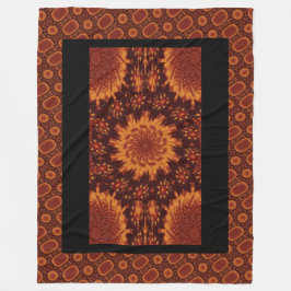 Zwarte en goudbloemen 10 fleece deken