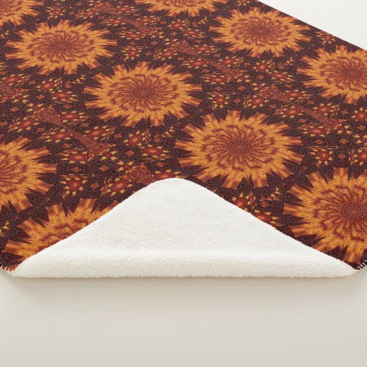 Zwarte en goudbloemen 10 sherpa deken (3/4)