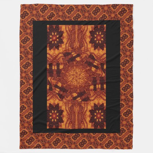 Zwarte en goudbloemen 16 fleece deken (Voorkant)