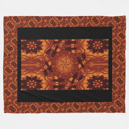 Zwarte en goudbloemen 16 fleece deken (Voorkant (Horizontaal))