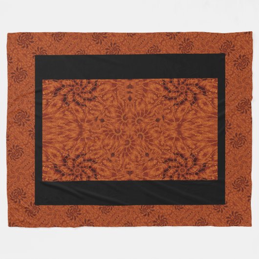 Zwarte en goudbloemen 17 fleece deken (Voorkant (Horizontaal))