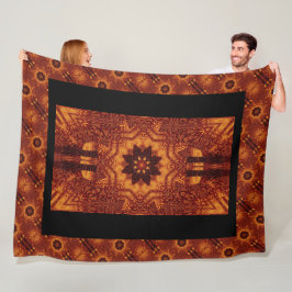 Zwarte en goudbloemen 1 fleece deken