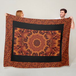 Zwarte en goudbloemen 27 fleece deken