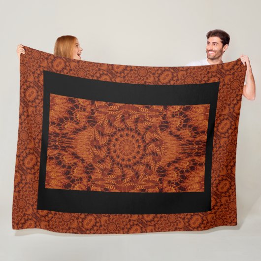 Zwarte en goudbloemen 28 fleece deken (In situ)