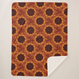 Zwarte en goudbloemen 2 sherpa deken