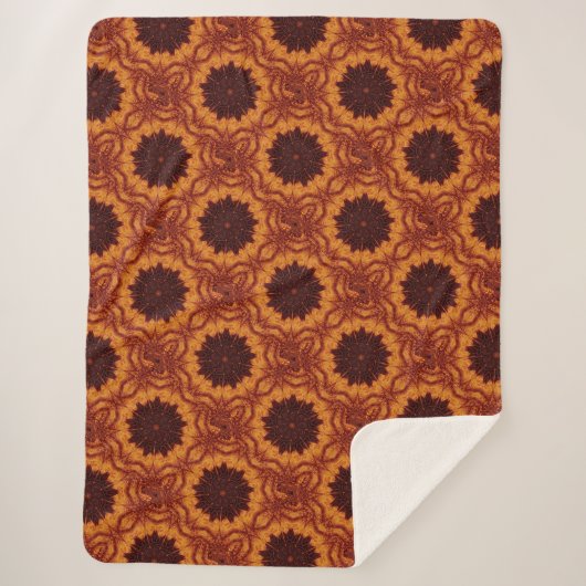 Zwarte en goudbloemen 2 sherpa deken (Voorkant)
