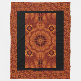 Zwarte en goudbloemen 3 fleece deken