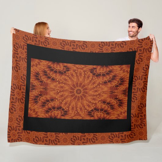 Zwarte en goudbloemen 6 fleece deken (In situ)