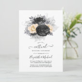 zwarte en goudbloemen - Virtuele bruiloft Kaart (Staand voorkant)