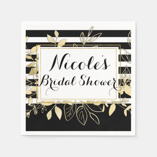 Zwarte en goudbotanische Glamour Glam Weddenschap Servet (Voorkant)