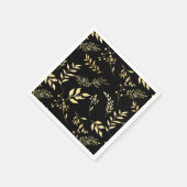 Zwarte en goudbotanische Glamour Glam Weddenschap Servetten (Hoek)