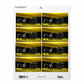 ZWARTE EN GOUDE DAMASKMONOGRAM ETIKET (Full Sheet)