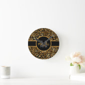 ZWARTE EN GOUDE ELEGANT TRENDY LEOPARD PRINT RONDE KLOK (Huis)